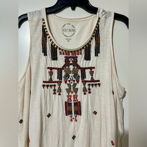 Lucky Brand Women's Boho Embroidered Tank Top